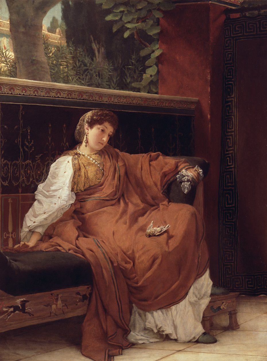 Lesbia gråter over en spurv, 1866 av Lawrence Alma Tadema