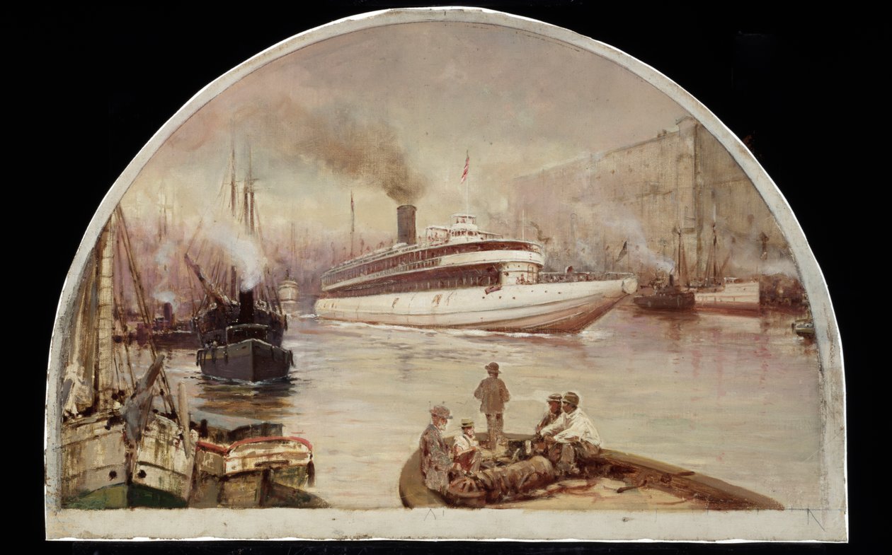 Chicago River ved Lake Street Bridge, 1900 av Lawrence Carmichael Earle