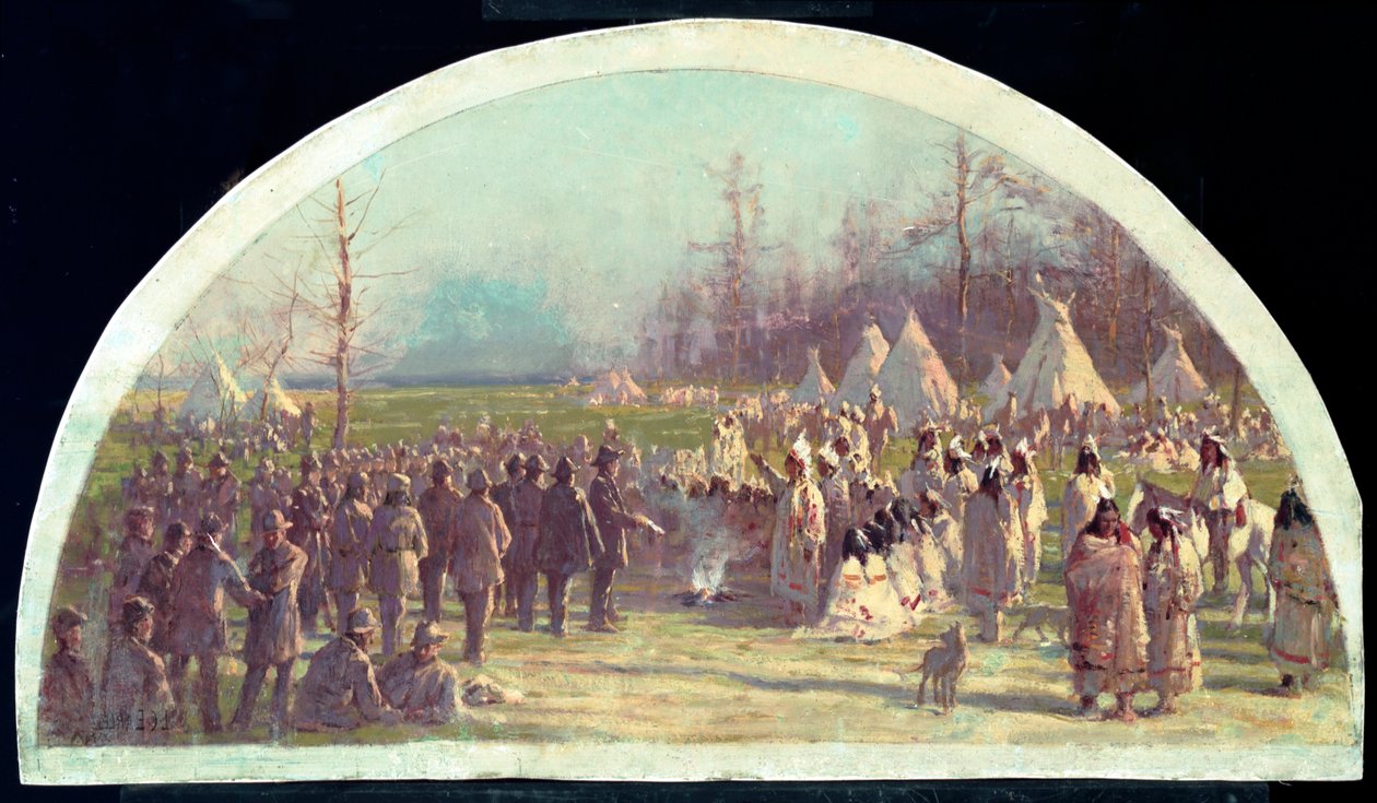 Potaatomienes siste råd, 1833, 1900 av Lawrence Carmichael Earle
