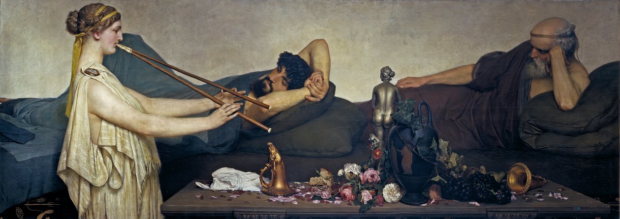 Pompeiansk scene eller siestaen - Maleri av Sir Lawrence Alma Tadema (Alma-Tadema) (1836-1912) - 1868 - Olje på lerret - 130x360 - Museo del Prado, Madrid av Lawrence Alma Tadema