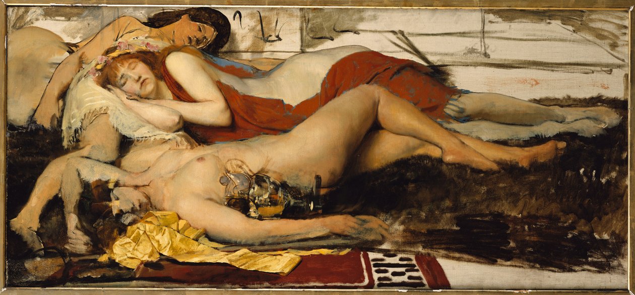 Utmattet Maenides, ca. 1873-74 av Lawrence Alma Tadema