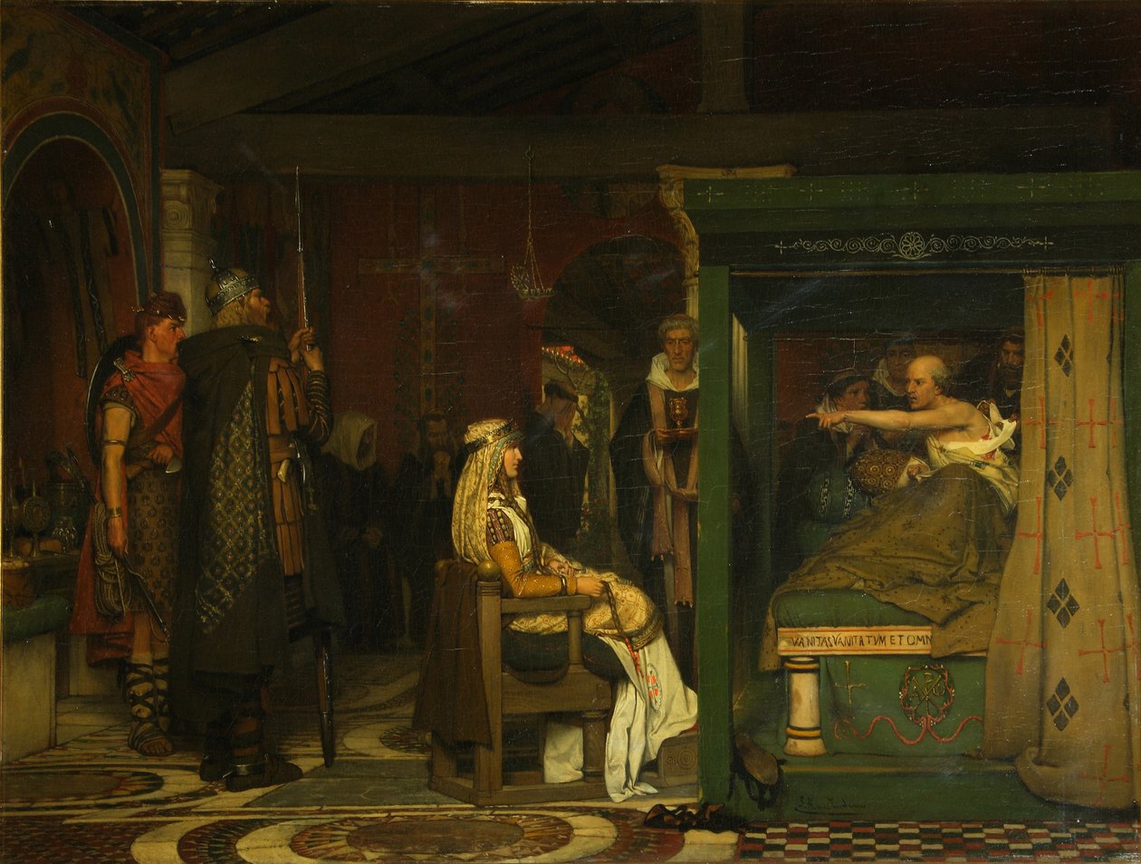 Fredegund besøker biskop Praetextatus på dødsleiet hans, 1864 av Lawrence Alma Tadema