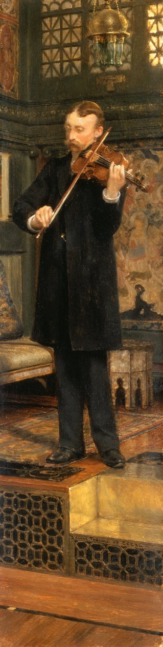 Portrett av Maurice Sons som spiller fiolin i Alma-Tademas studio av Lawrence Alma Tadema