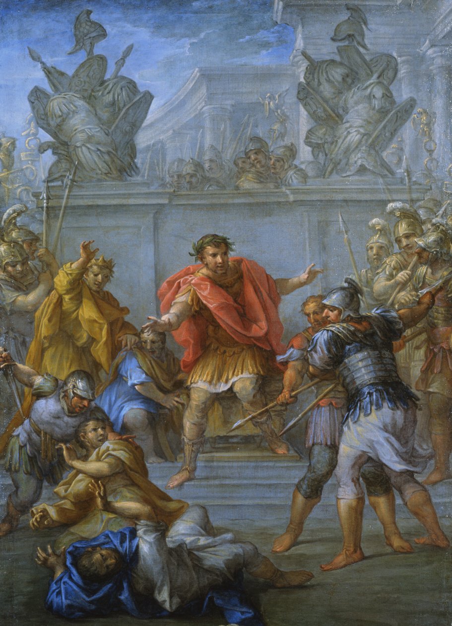 Keiser Claudius forhindret drapet på angriperne hans (olje på lerret) av Lazzaro Baldi