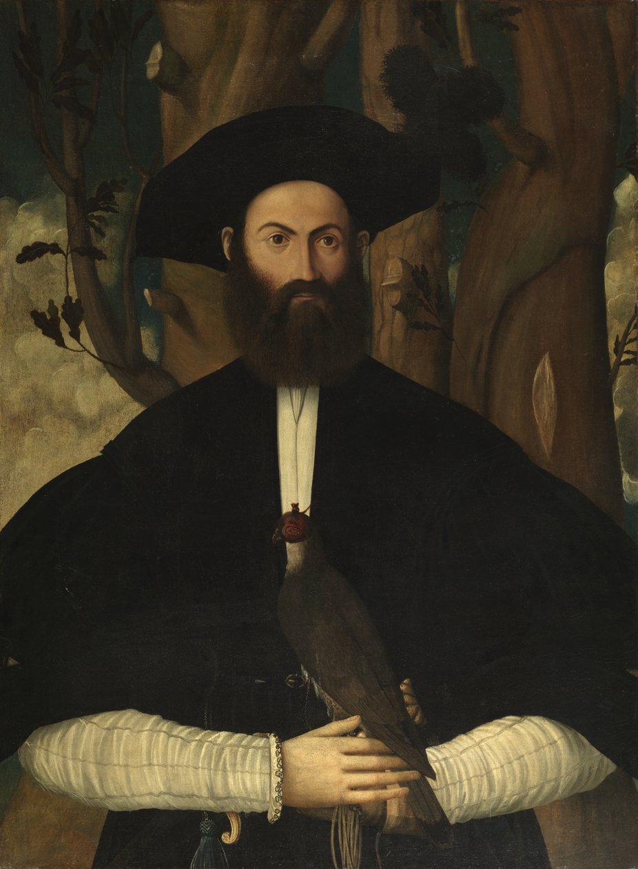 Skjegget mann med en falk, ca. 1500 av Lazzaro Bastiani