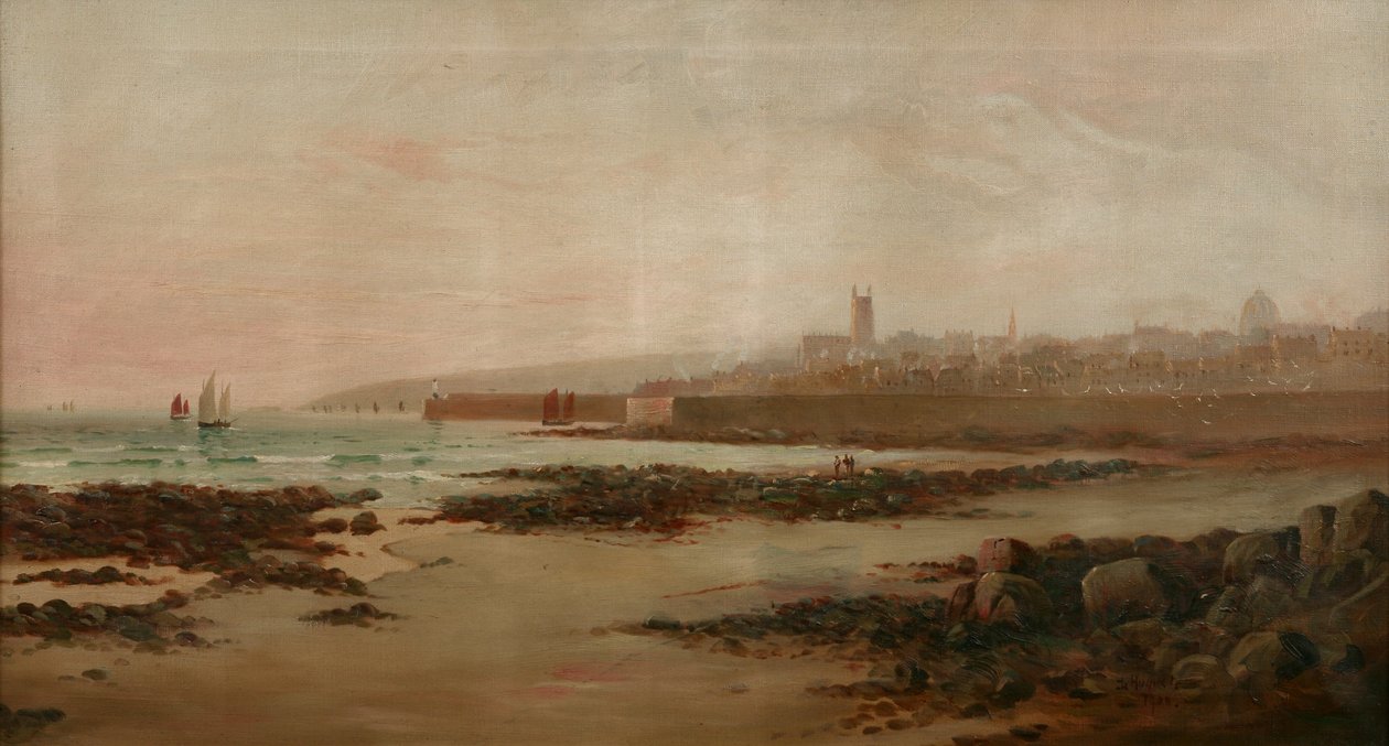 Penzance fra Chyandour Beach, 1900 av Le Huguet Le Huguet
