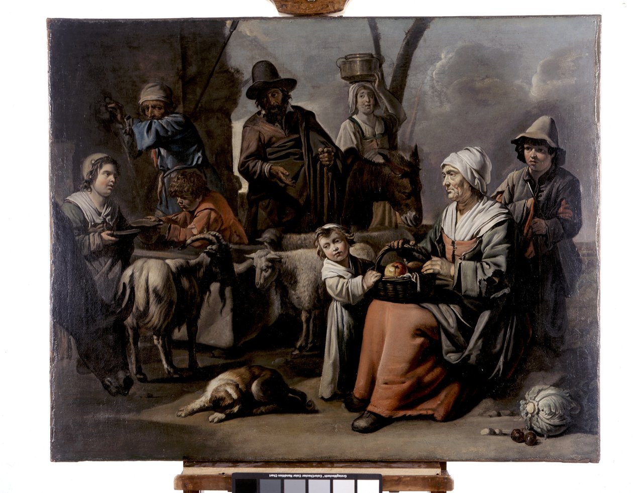 Bondefamilie ved en brønn av Le Nain Brothers