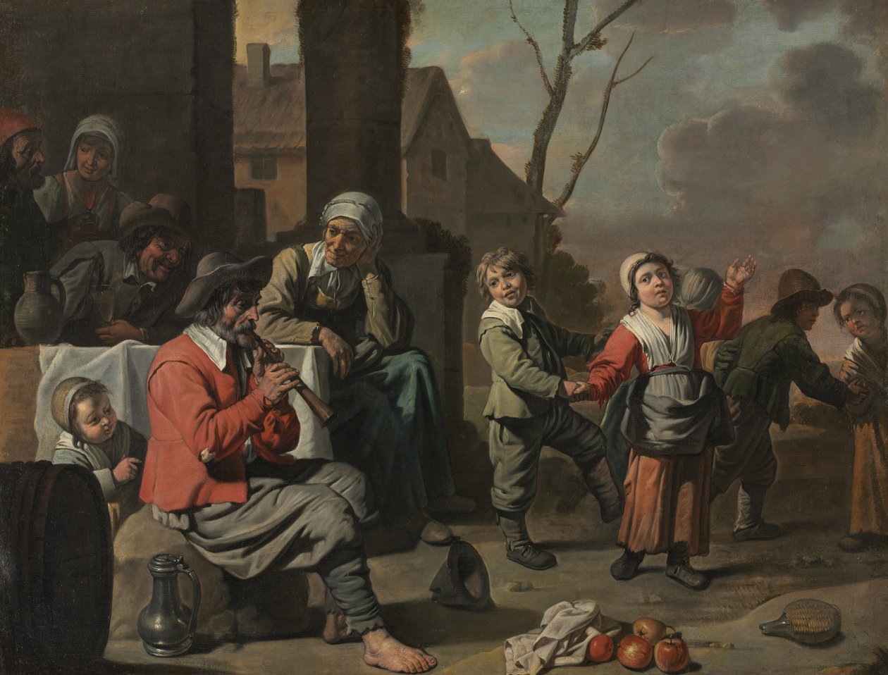 Bondebarn som danser, ca.1650 av Le Nain Brothers