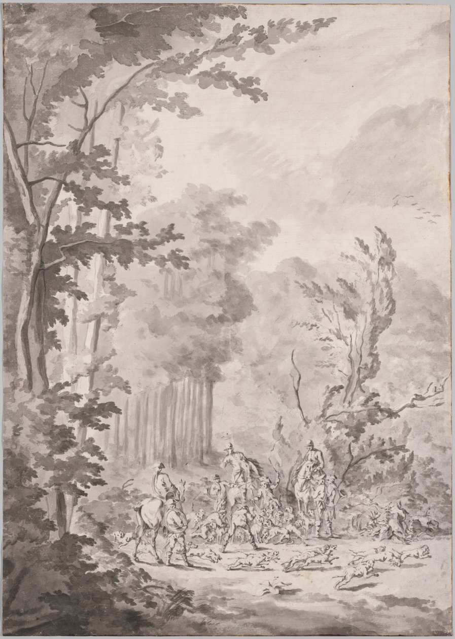 Et jaktfest på Marly, sent på 1600-tallet eller begynnelsen av 1700-tallet. av Le Vieux Jean Baptiste Martin