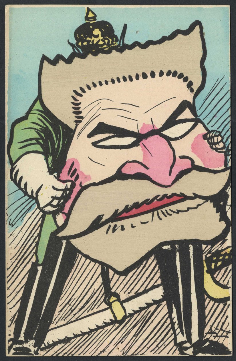 Postkort, satirisk i farger, ca. 1905: Tyskland Preussen, patriotisme - Jaures Jean - Illustrasjon av Leal de Camara (1877-1948) av Leal de Camara