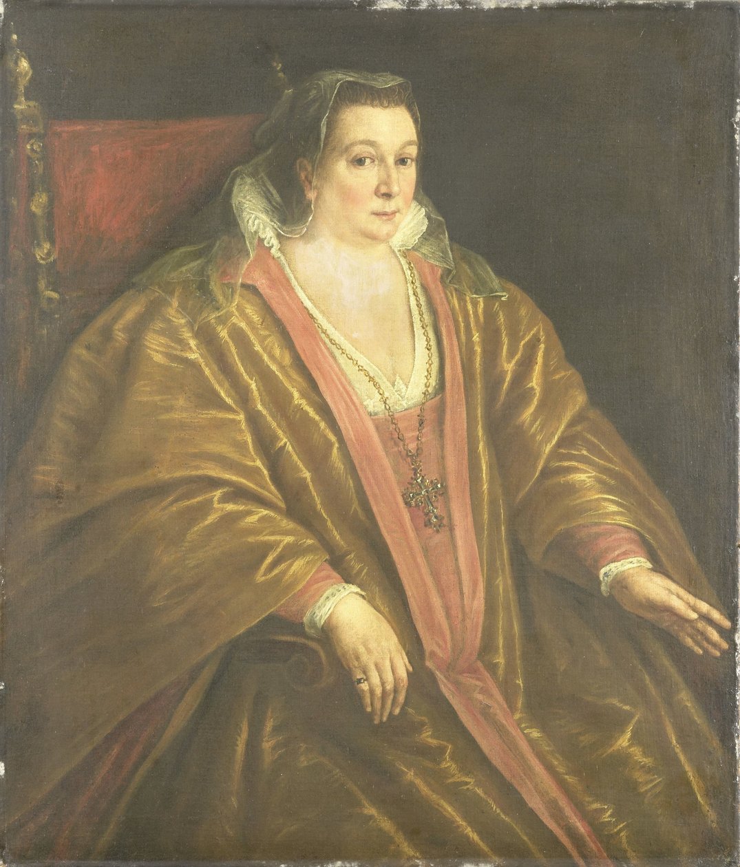 Portrett av en kvinne, sannsynligvis Morosina Morosini, kone til Marino Grimani, dogen av Venezia av Leandro Bassano (workshop of)