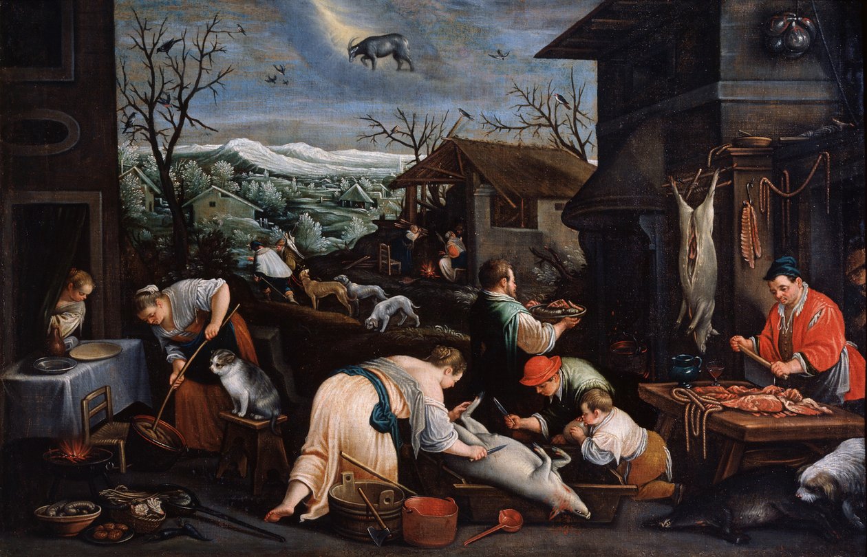 desember fra serien Årstidene, slutten av 1500-tallet eller begynnelsen av 1600-tallet av Leandro Bassano