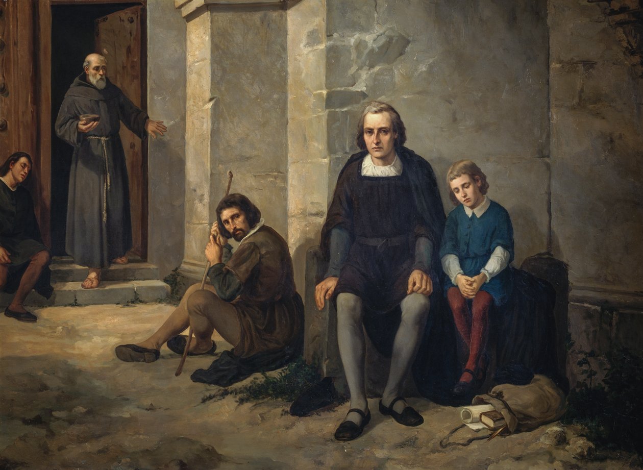 Christopher Columbus med sønnen i klosteret Santa Maria de La Rabida, Spania av Leandro Izaguirre