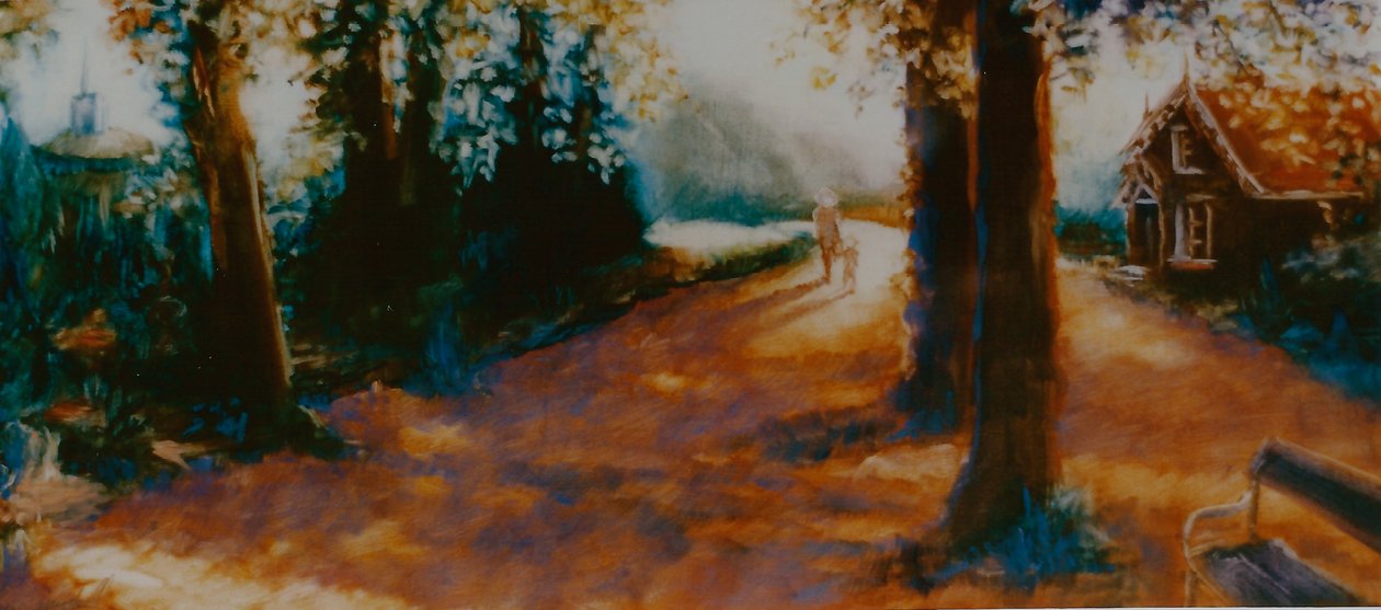 Dane John Gardens, Canterbury, 2000 (olje på papir) av Lee Campbell