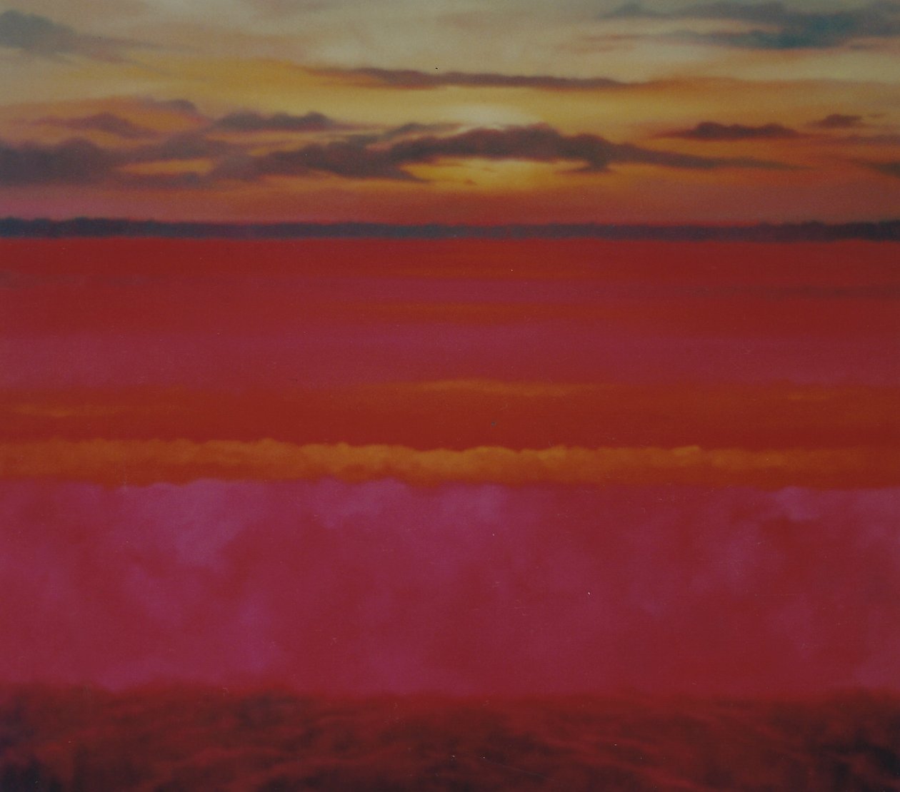 Glowing Sunrise, 2004 olje på lerret Himmel og rosa abstrakt landskap av Lee Campbell