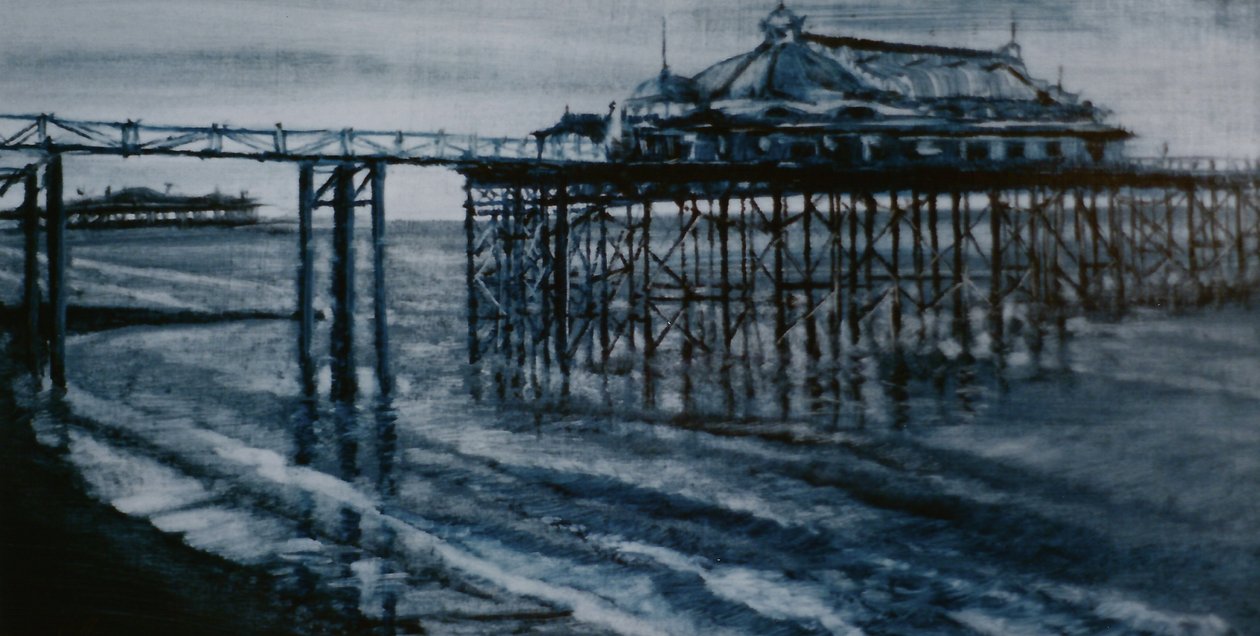 Old Pier Brighton 2001 (olje på papir) begge bryggene Brighton av Lee Campbell