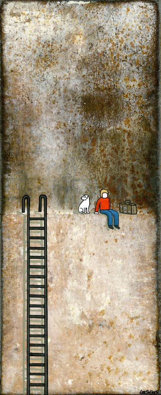 The Start of a Wild Adventure, 2012, (akryl og blekk på metall) av Lee Sellers