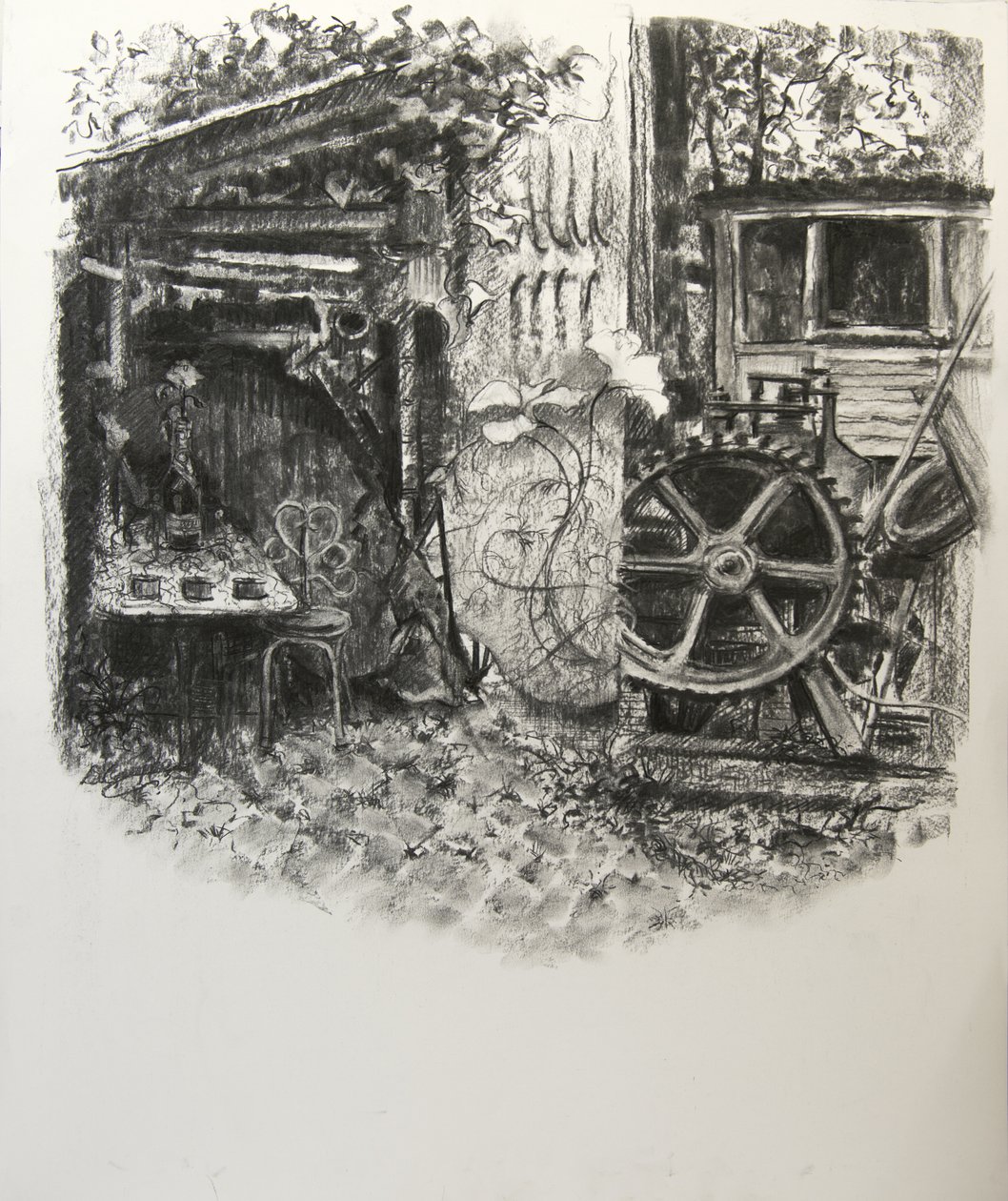 Eel Pie Textures, 2016, (kull på papir) av Lee Campbell