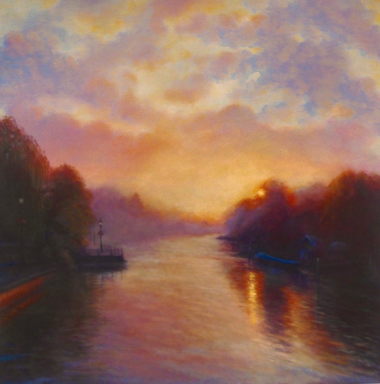 September Morning River, 2023 (olje på lerret) av Lee Campbell
