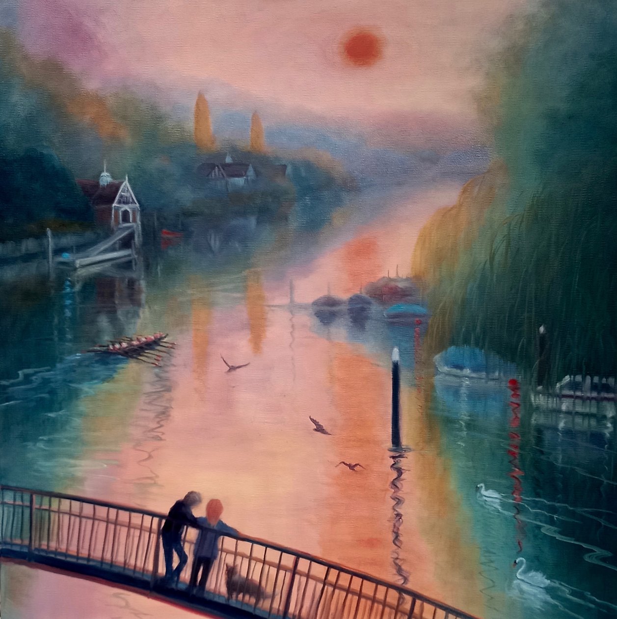 Sommermorgen, Eel Pie Island, Twickenham, 2021 av Lee Campbell