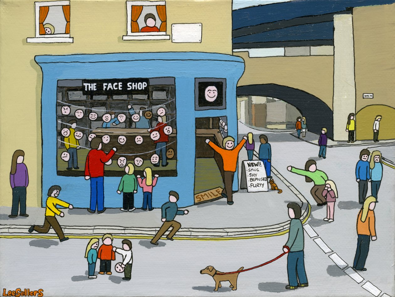 The Face Shop, 2015, (akryl og blekk på lerret av Lee Sellers