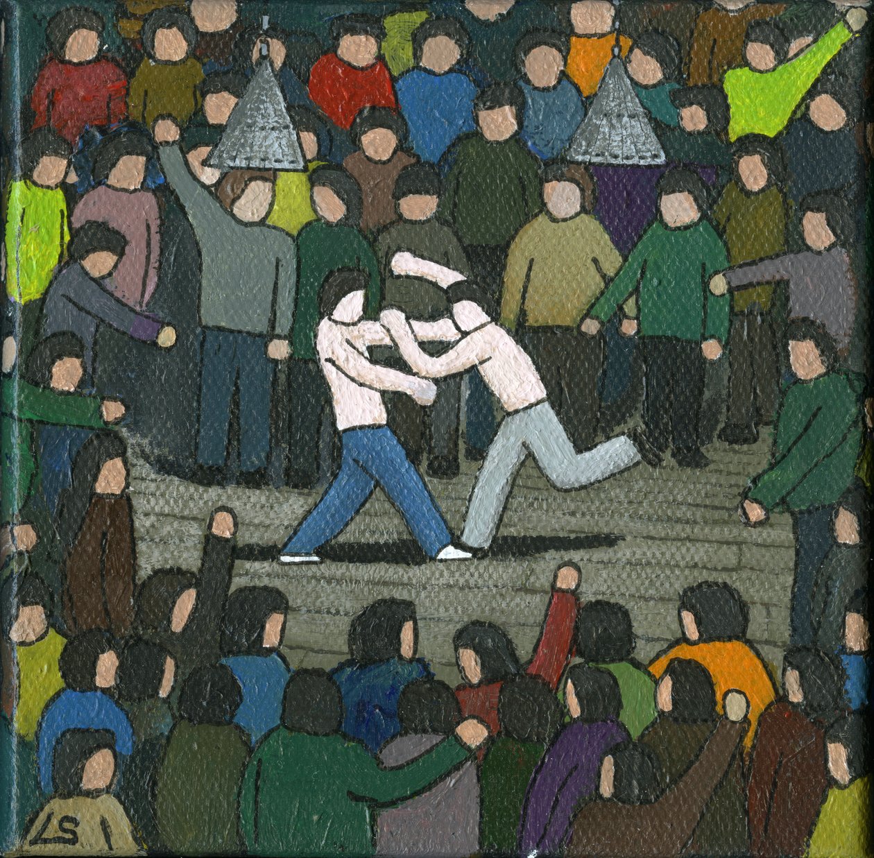 The Fight, 2015 (akryl og blekk på lerret) av Lee Sellers