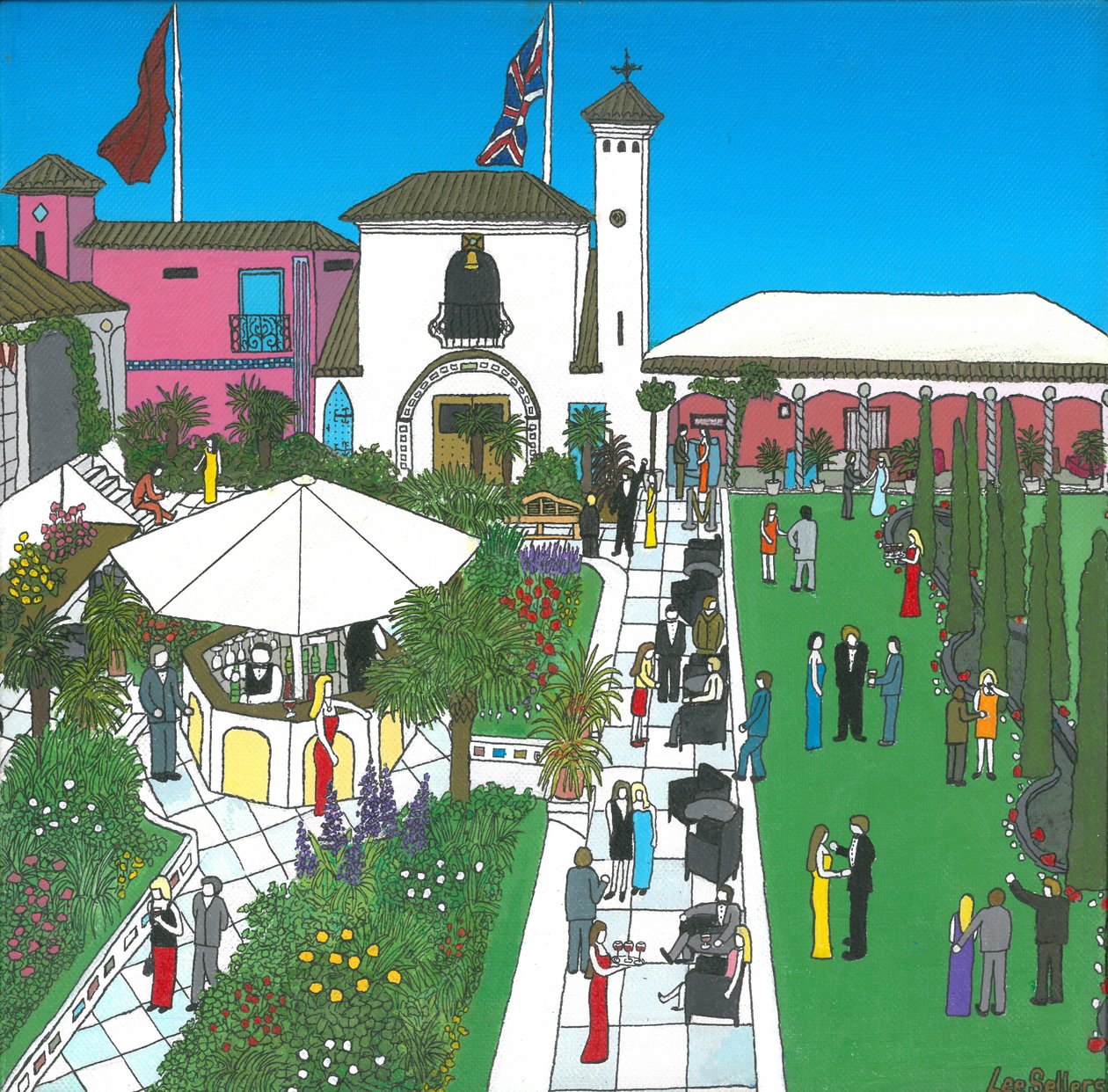 The Roof Gardens, 2010, (akryl og blekk på lerret) av Lee Sellers