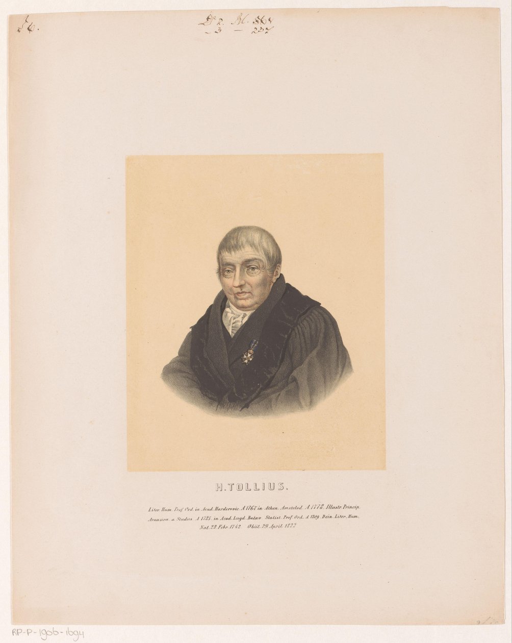 Portrett av Herman Tollius H. Tollius (tittel på objekt) av Leendert Springer (I)