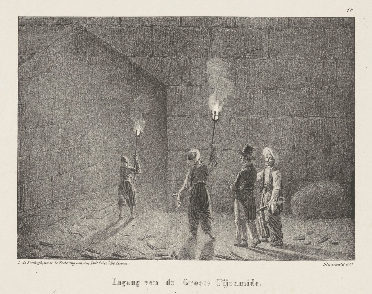 Inngang til en pyramide Inngang til den store pyramiden (tittel på objekt) Egyptian-Faces tredje seks (serietittel) Egyptian-Views (serietittel) av Leendert de Koningh