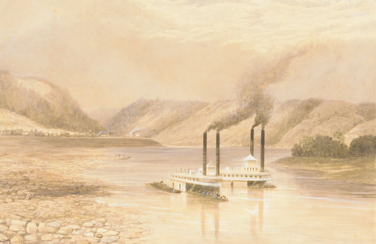 Ohio-elven nær Wheeling, West Virginia, 1859-60. av Lefevre James Cranstone