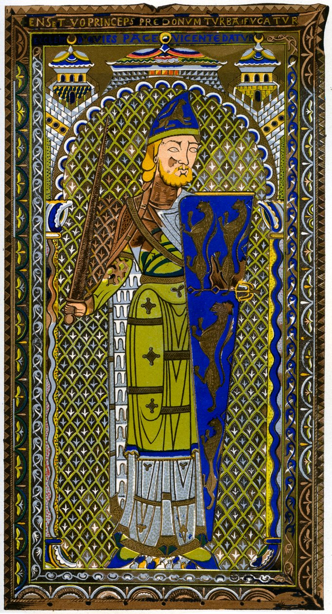 Representasjon av emaljebildet til Geoffrey V på graven hans ved Le Mans katedral, 1849. av Lemercier