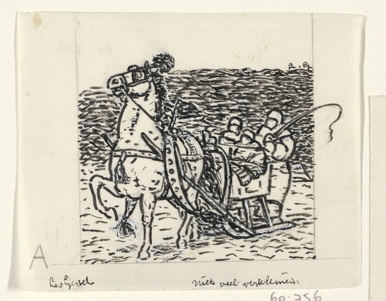 Slede trukket av en hest av Leo Gestel (signed by artist)