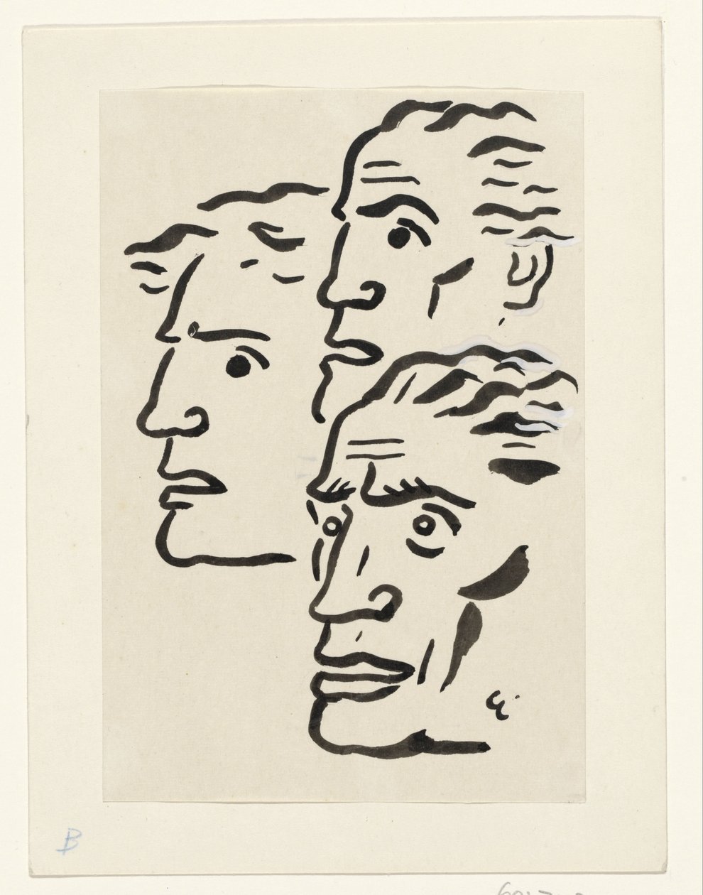 Tre menns ansikter av Leo Gestel (signed by artist)