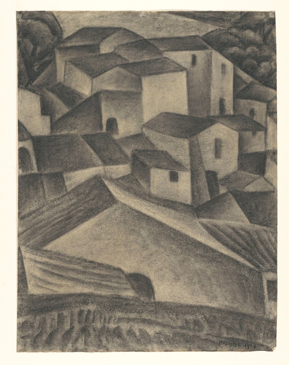 Hus i en italiensk landsby av Leo Gestel (signed by artist)
