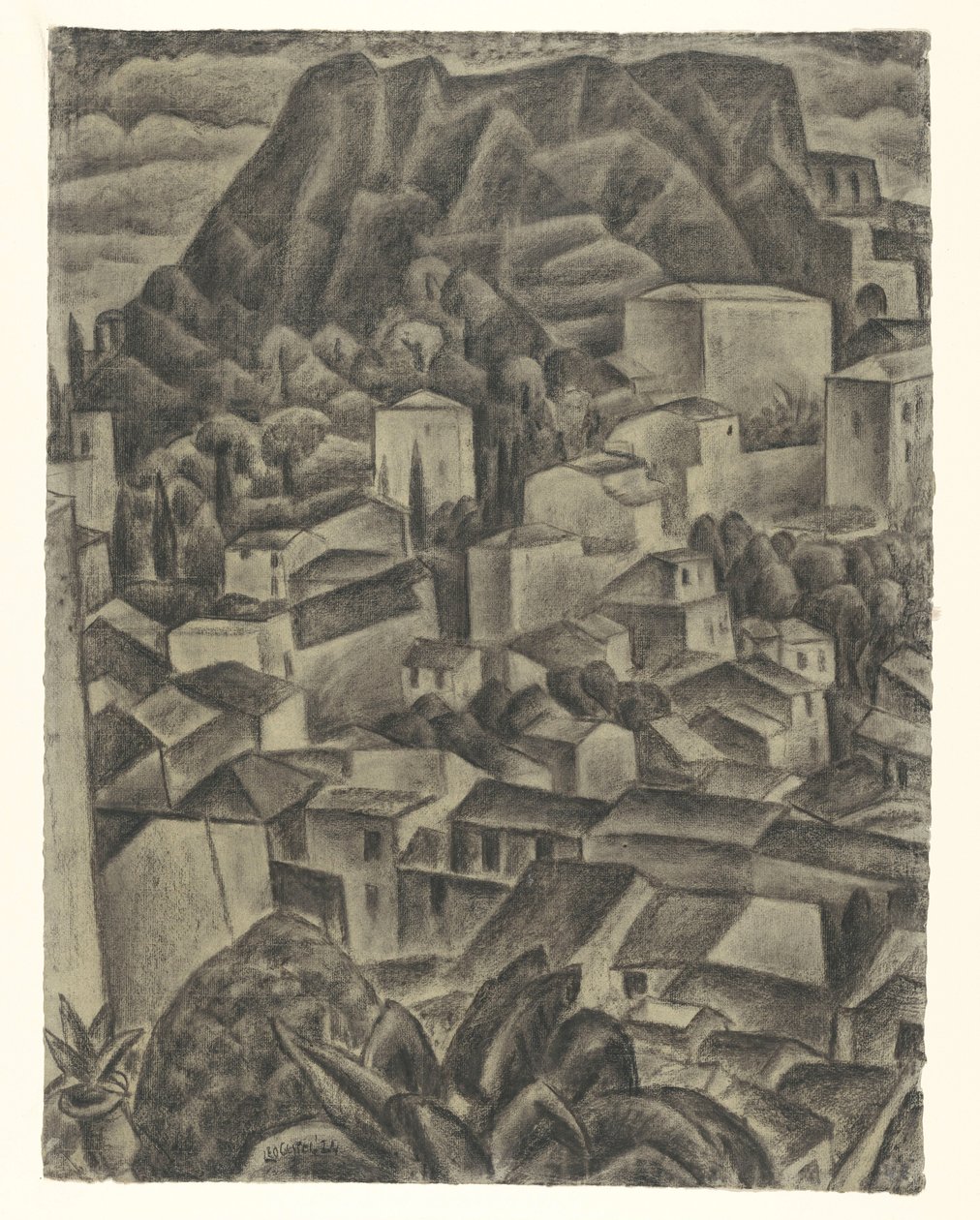 italiensk fjellandsby av Leo Gestel (signed by artist)