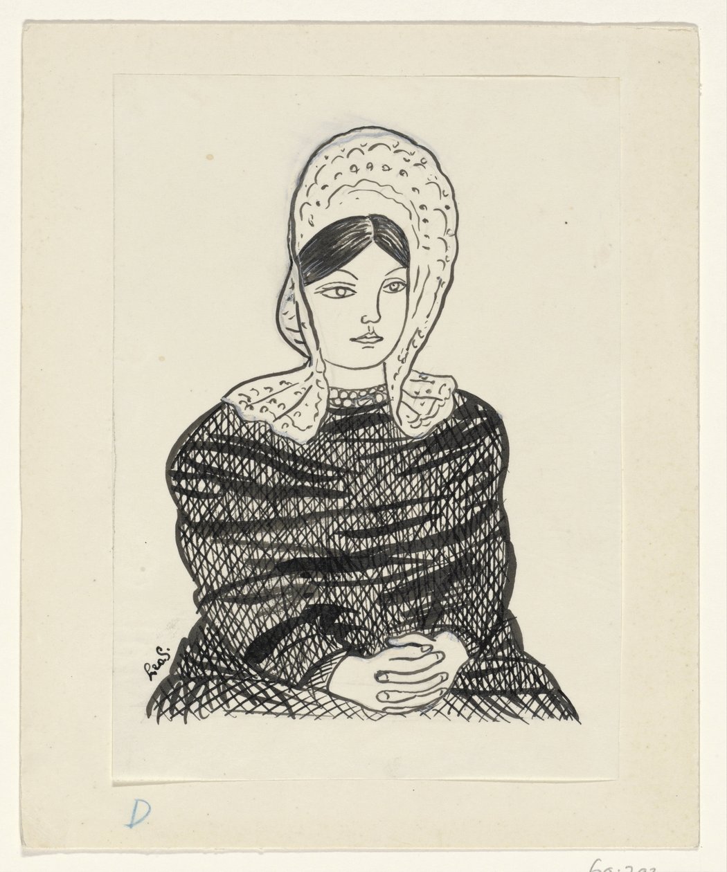 Kvinne i tradisjonell drakt av Leo Gestel (signed by artist)