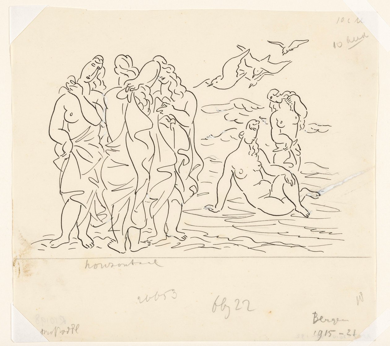 Badende (skisse) av Leo Gestel