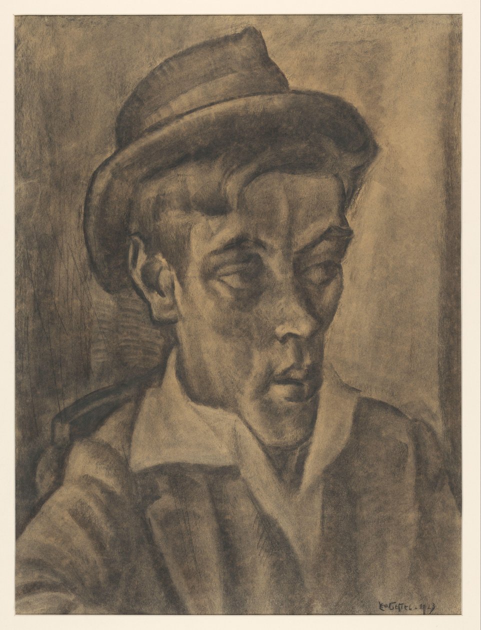 Byste av mann med hatt av Leo Gestel
