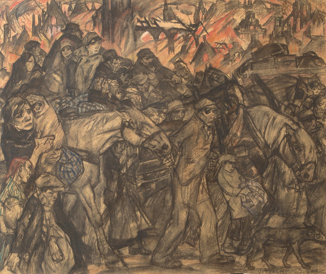 Exodus (kritt og pastell på papir) av Leo Gestel