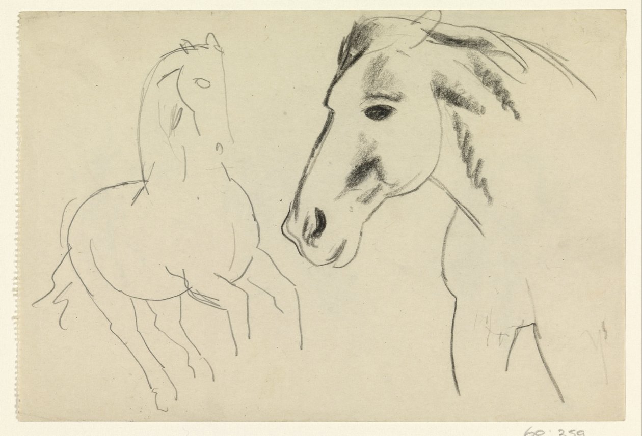 Galopperende hest og hestehode av Leo Gestel