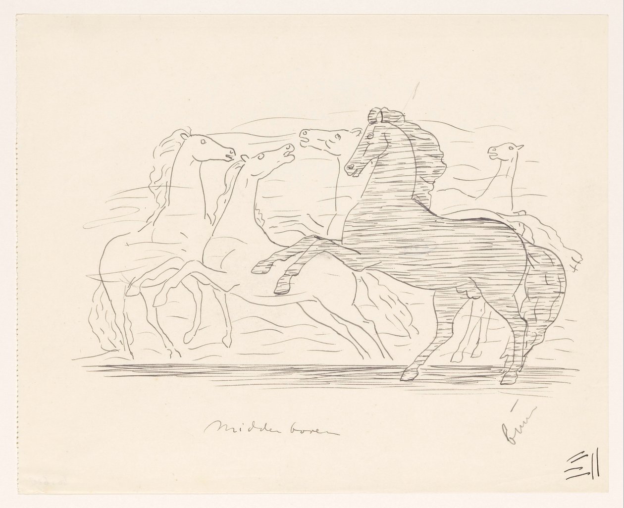 Flok med hester av Leo Gestel
