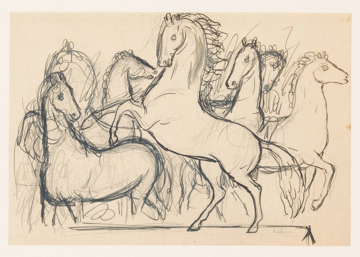 Flok med hester av Leo Gestel