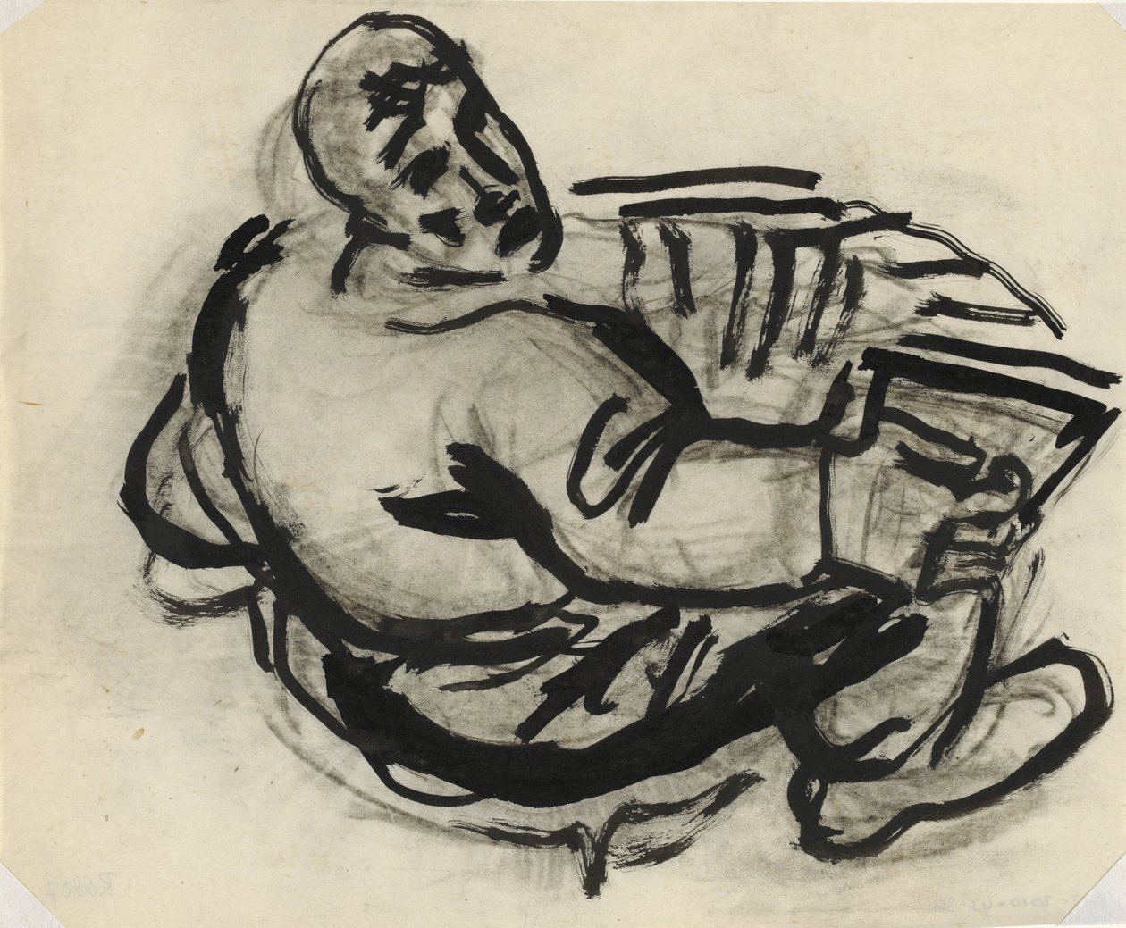 Mann med trekkspill Uten tittel av Leo Gestel