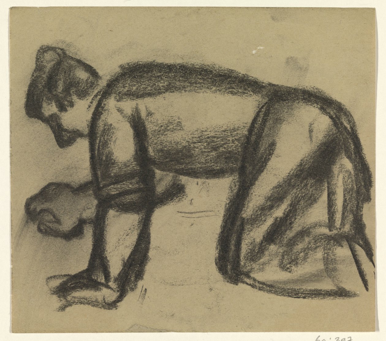 Mann på hender og knær av Leo Gestel