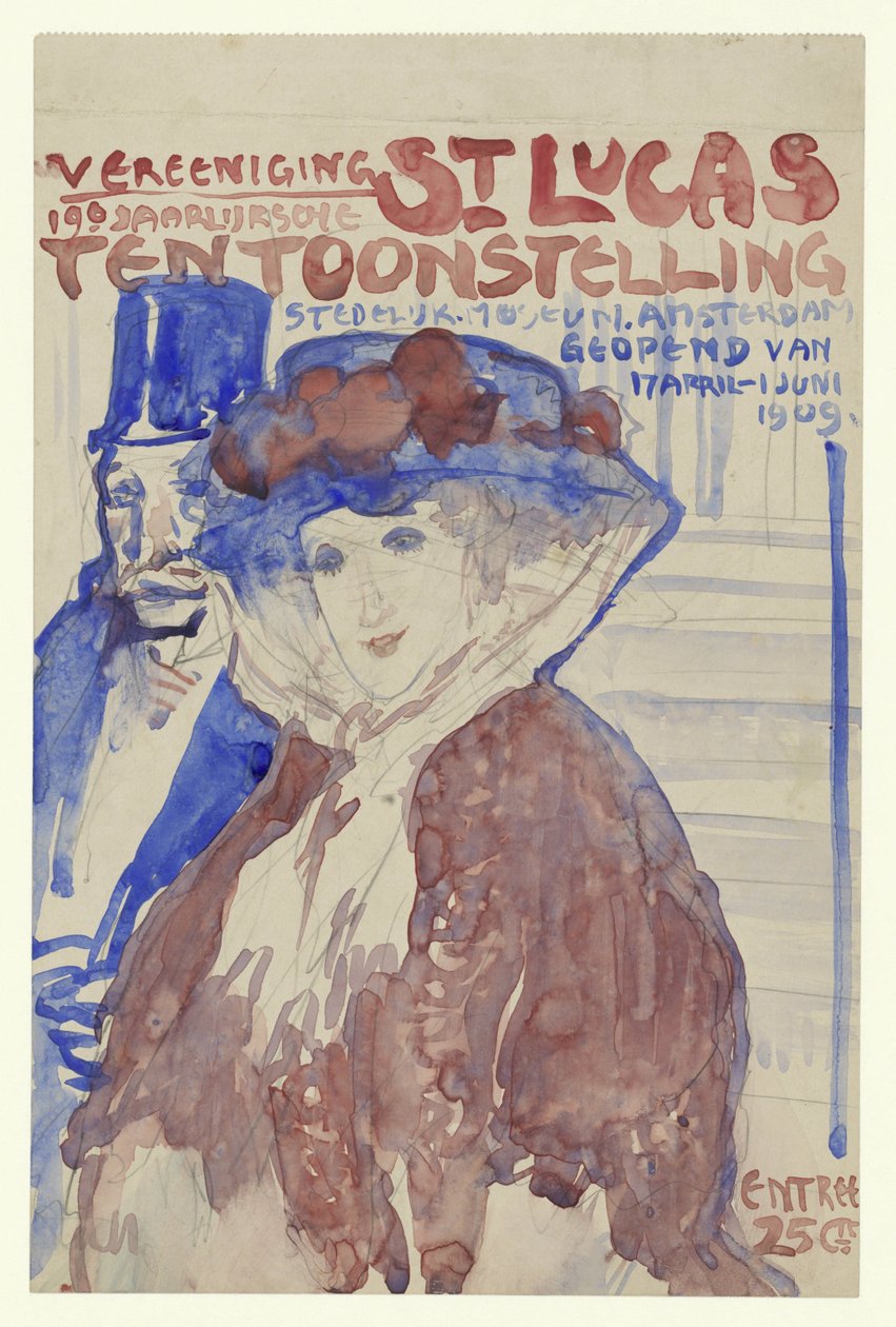 Design for plakaten til den 19. årlige utstillingen til Vereening St. Lukas i Stedelijk Museum i Amsterdam av Leo Gestel