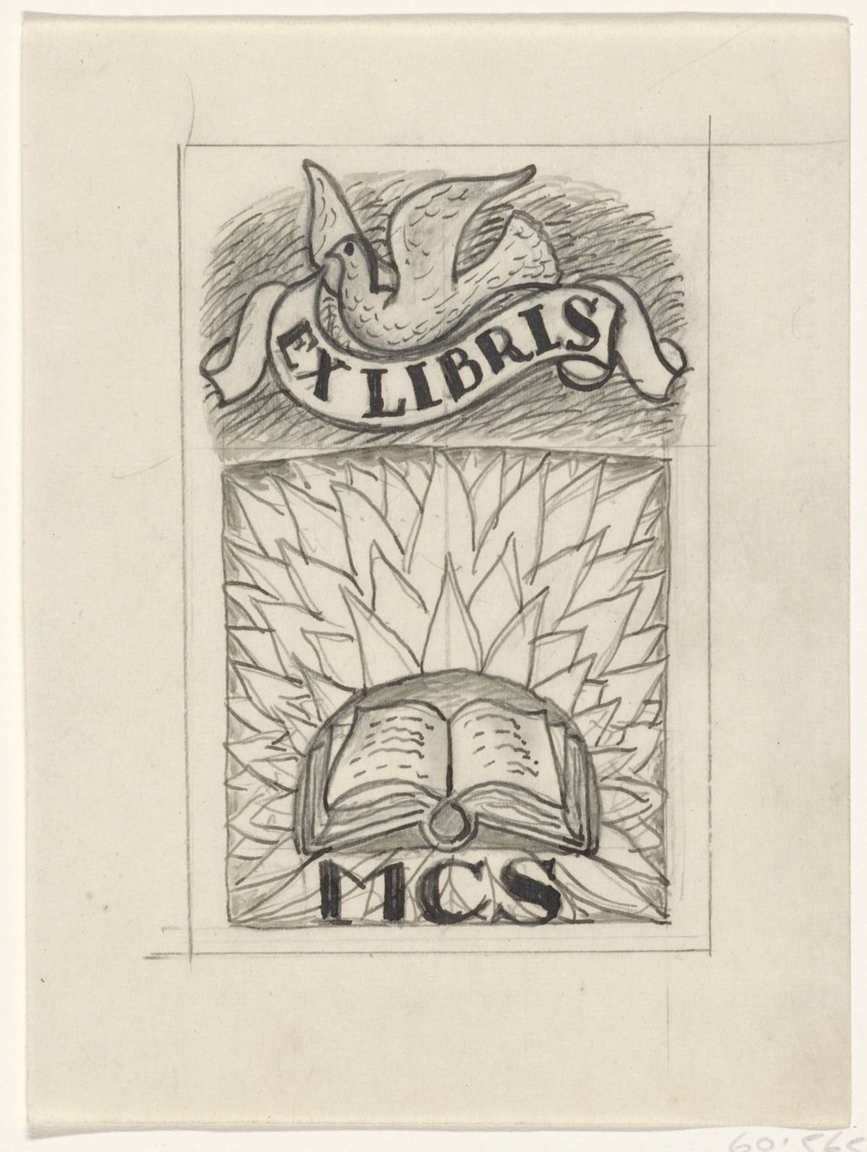 Design for et eks-libris av MCS av Leo Gestel