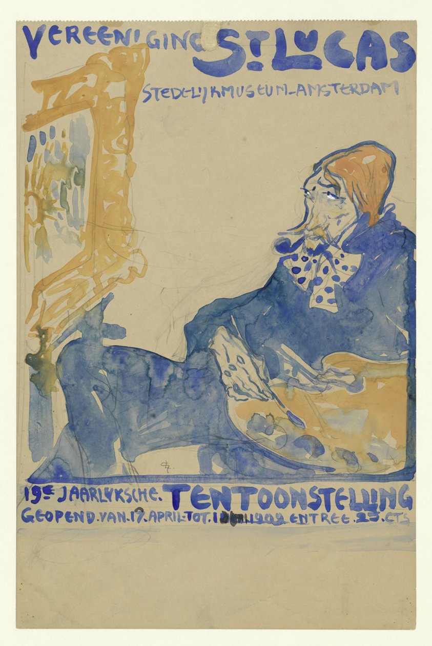 Design for plakaten til den 19. årlige utstillingen til Vereening St. Lukas i Stedelijk Museum i Amsterdam av Leo Gestel