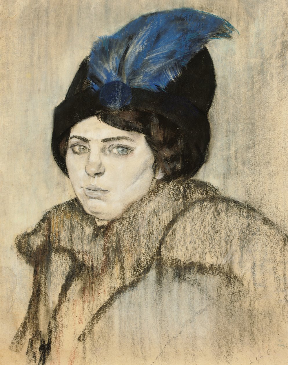 Portrett av Marie Boendermaker-Schoenmaker (kritt og pastell på papir) av Leo Gestel