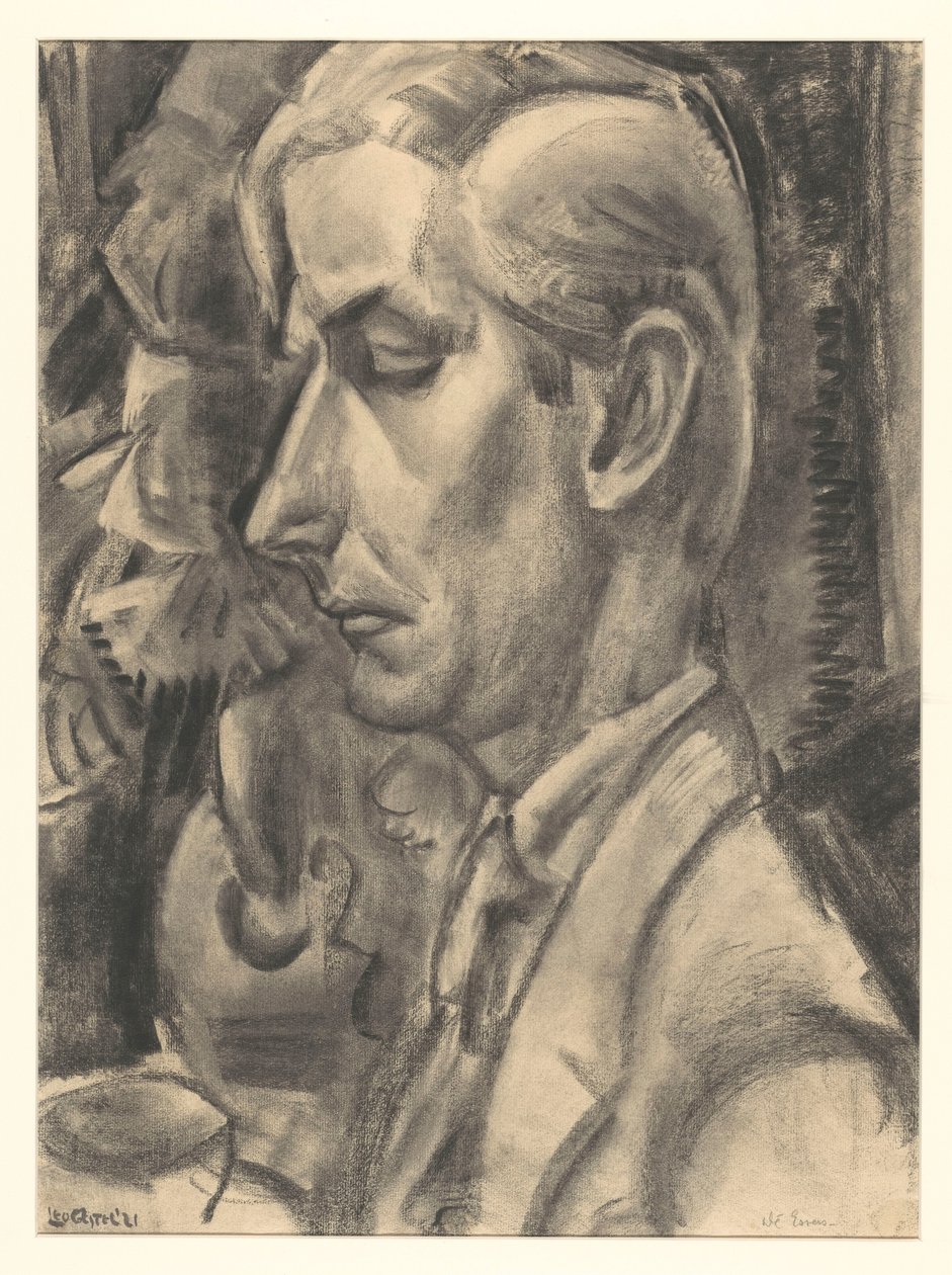 Portrett av Dé Essers, treskjærer og tegner av Leo Gestel