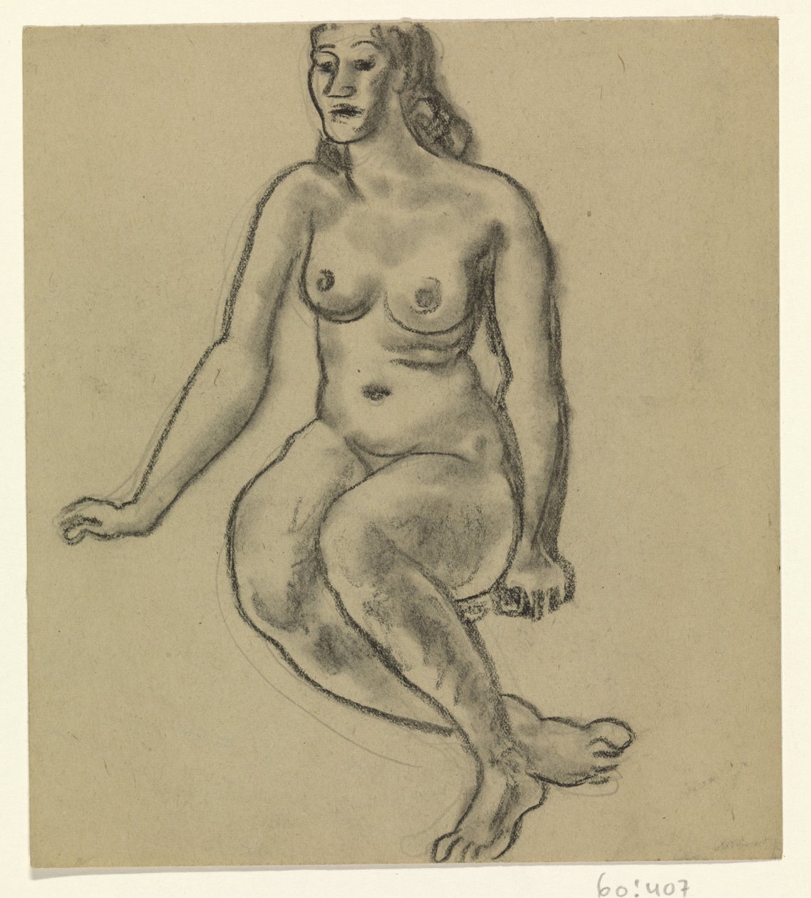 Sittende naken kvinne av Leo Gestel